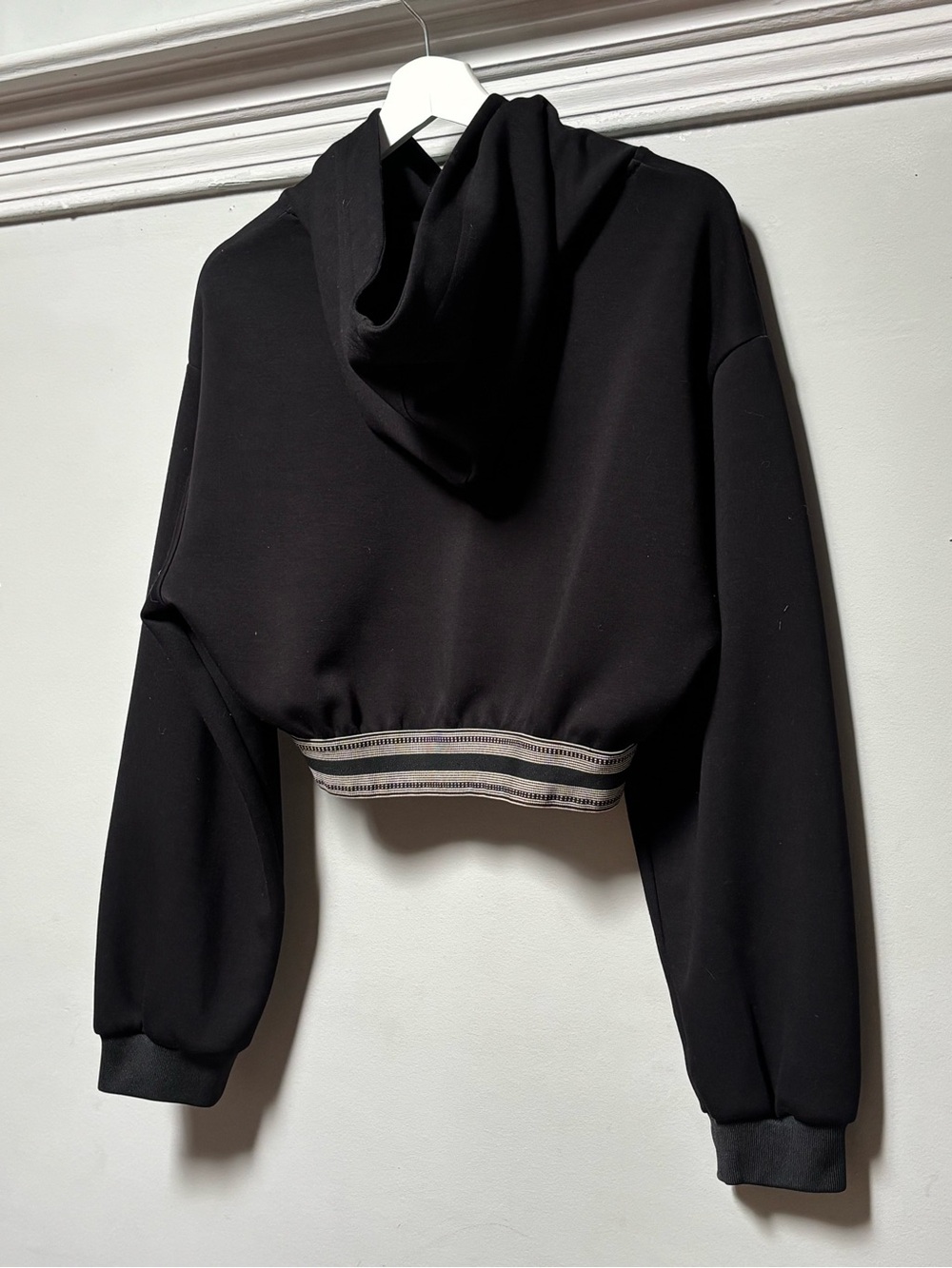 Loewe Cropped Hoodie with Striped Hem